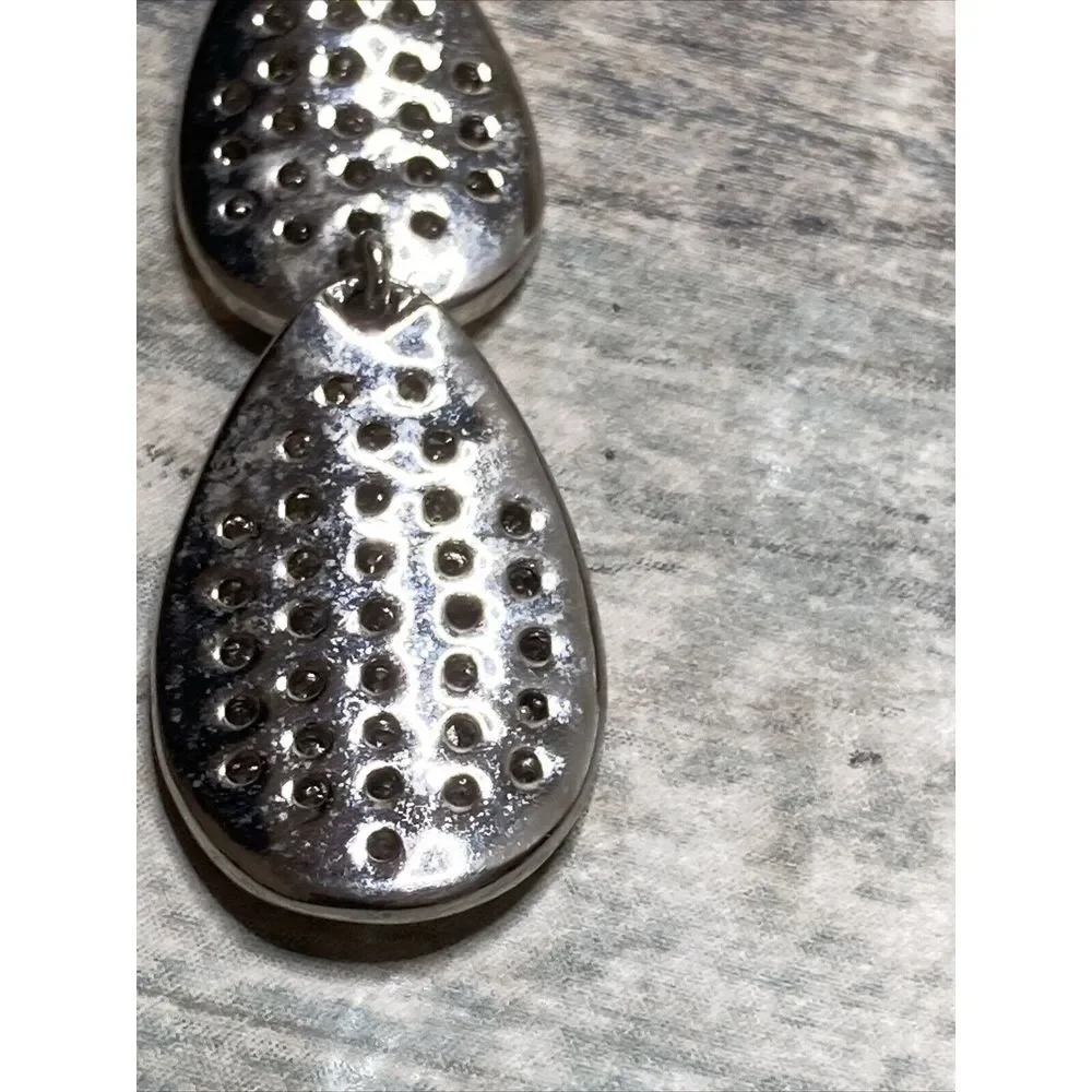 CZ Teardrop Shape Crystals EARRINGS Drop Dangle‎ Statement Silver Tone NWOT